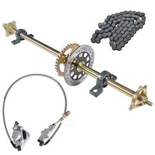 29" 32" 44" Go Kart Rear Live Axle Kit Sprocket Hub Brake Assembly chain Disc