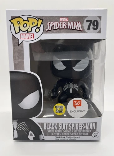 Traje Funko POP Brillo en la Oscuridad Negro Spider-Man 79 GITD Walgreens Exclusivo