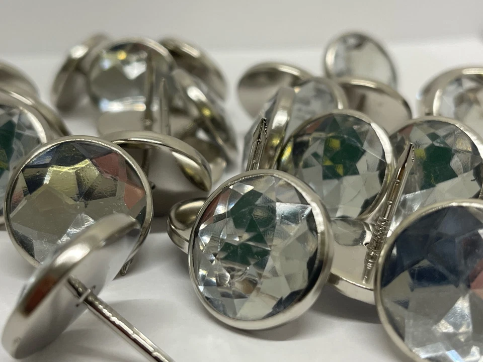 DIAMANTE BUTTONS CRYSTAL GLASS BUTTON NAIL BACK UPHOLSTERY FOR SOFA BEDS CHAIRS - Image 2 of 4