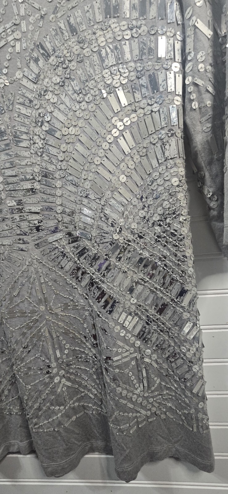 Soft Surroundings Patterned Sequin Gray Dress Siz… - image 5