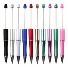 10 pc. Set solid Colors Plastic Beadable Pen Coffee Brown Glitter Pen for DIY