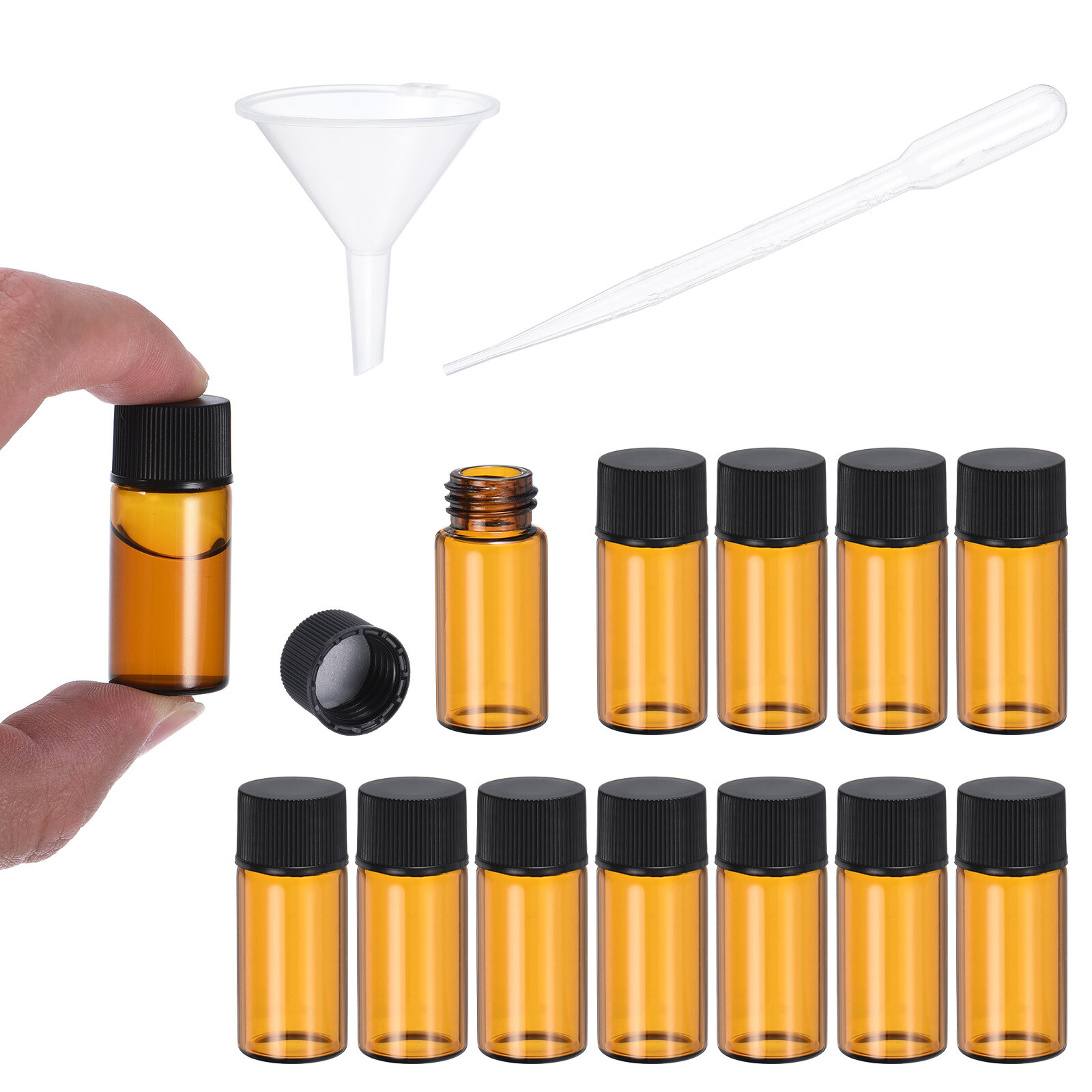 5ml Amber Glass Vials, 200 Pack Sample Vials with 10 Dropper 5 Funnel