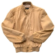 Vintage Saks Fifth Avenue Full Zip Suede Bomber Jacket Size 42 Brown