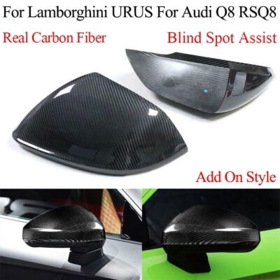 Carbon Fiber Rearview Side Mirror Cover Add On For Audi RSQ8 Q8 Lamborghini URUS
