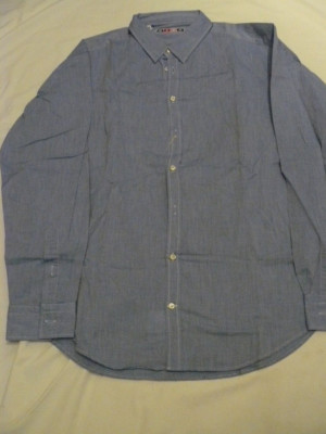 NWT MEN'S MSGM BLUE BUTTON DOWN SHIRT SIZE 43 (U.S. 17)