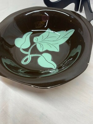 Vintage 1951 Del Mar Santa Anita Ware Brown Leaf Serving Bowl California Pottery