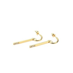 Authentic 18K Gold Plated illusion stud earrings, open hoop earrings one pair JWCY87