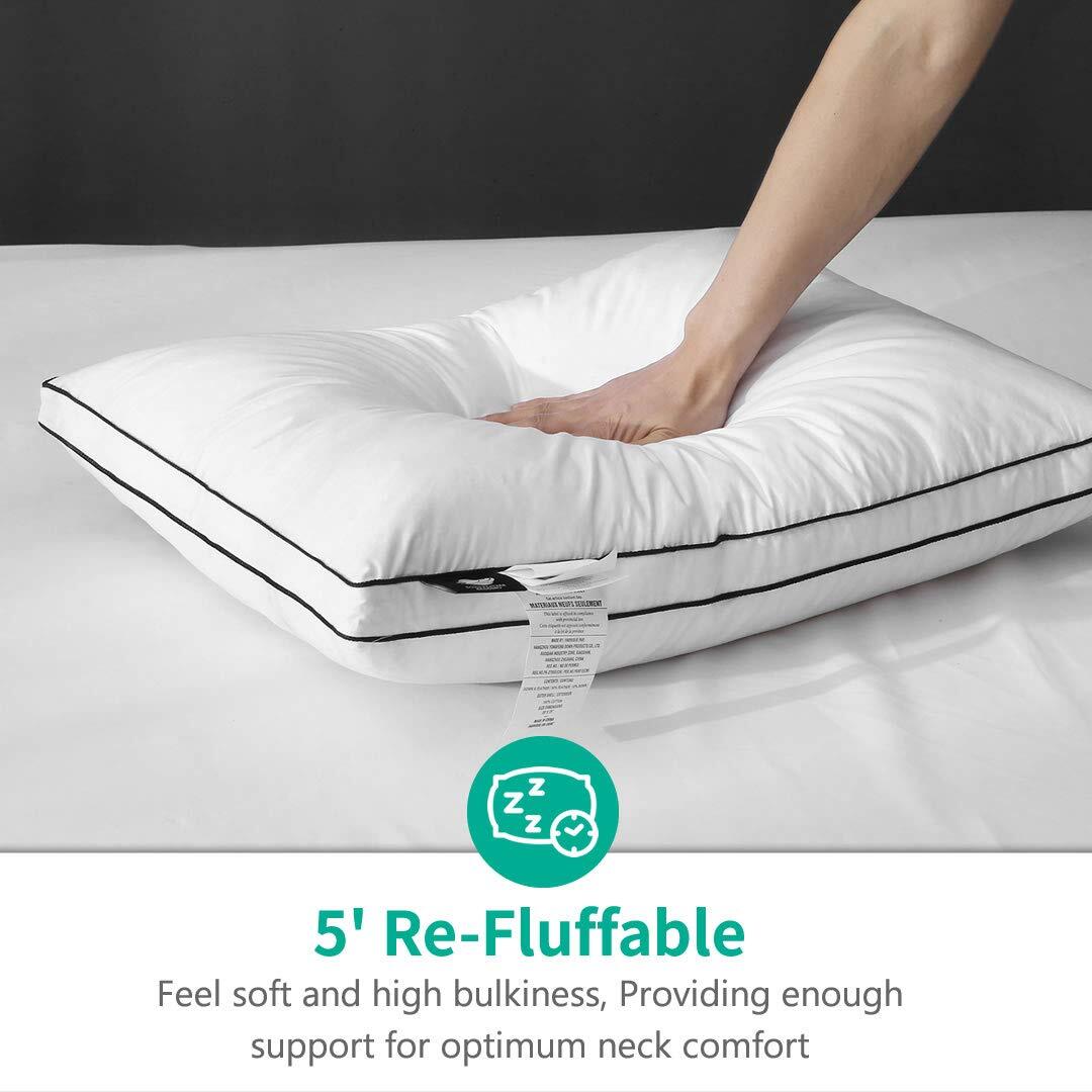 APSMIL Organic Goose Feather Down Pillow Gusseted Pillow Insert Soft