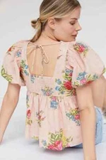 Love The Label Anthropologie Rosette Babydoll Button Up Blouse Size XSMALL EUC