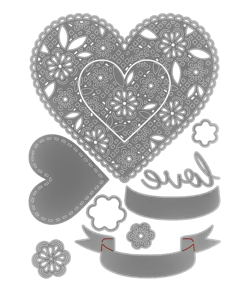 Sizzix Thinlits Set Fustelle Cuore Doily | 10 Pezzi, Disegno Traforato | Per San Valentino E Creazioni Di Carta Fai Da Te