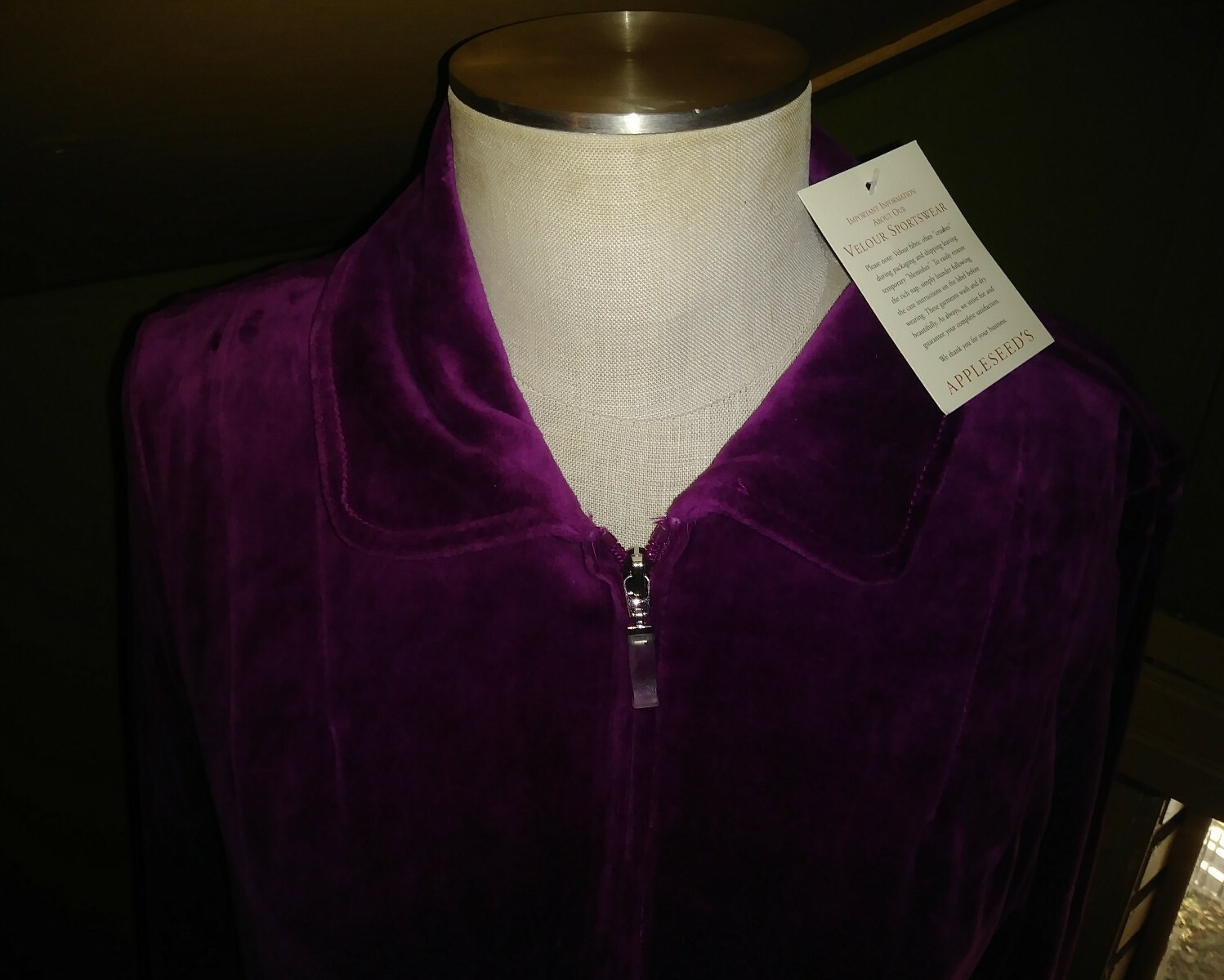 Appleseed's Women Burgundy/ Pink Long Full Zip Velour Robe Pockets SZ M