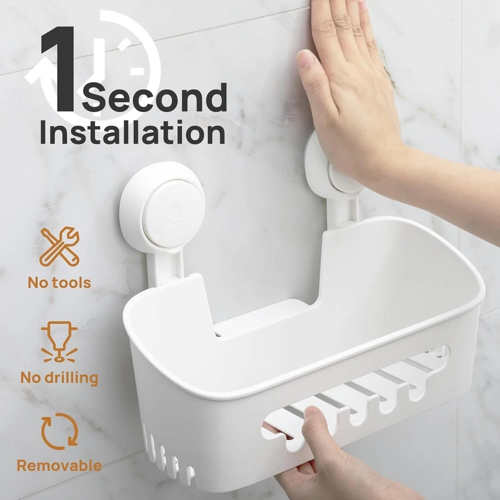 Shower Caddy Suction Cup Set Shower Shelf Shower Basket No-Drilling Removable Su