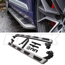 BRUSHED ALUMINIUM SIDE STEPS FOOT RUNNING BOARDS PAIR FOR AUDI Q7 SQ7 4M 16-23