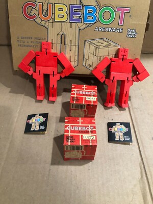 2 PK) Areaware Micro Cubebot Brain Teaser Puzzle Red David Weeks