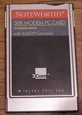 3Com Noteworthy PCMCIA 56k Modem PC Card XJACK Model 3CXM056-BNW