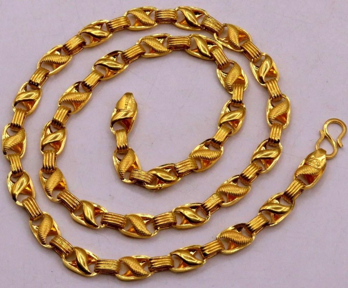 MODERN FANCY UNIQUE DESIGN 22K GOLD LOTUS CHAIN NECKLACE 
