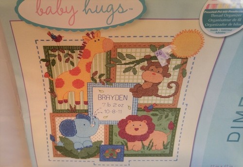 Cross Stitch Kit Dimensions Baby Birth Record Hugs Savannah 70-73543 NEW - Picture 2 of 3