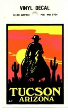 Lot of 12 Tucson Arizona Cowboy Souvenir Luggage Decals Stickers - New, Free S&H