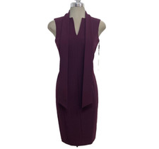 Calvin Klein NWT Elegant Aubergine Tie Neck Sheath @ Work Dress size 4