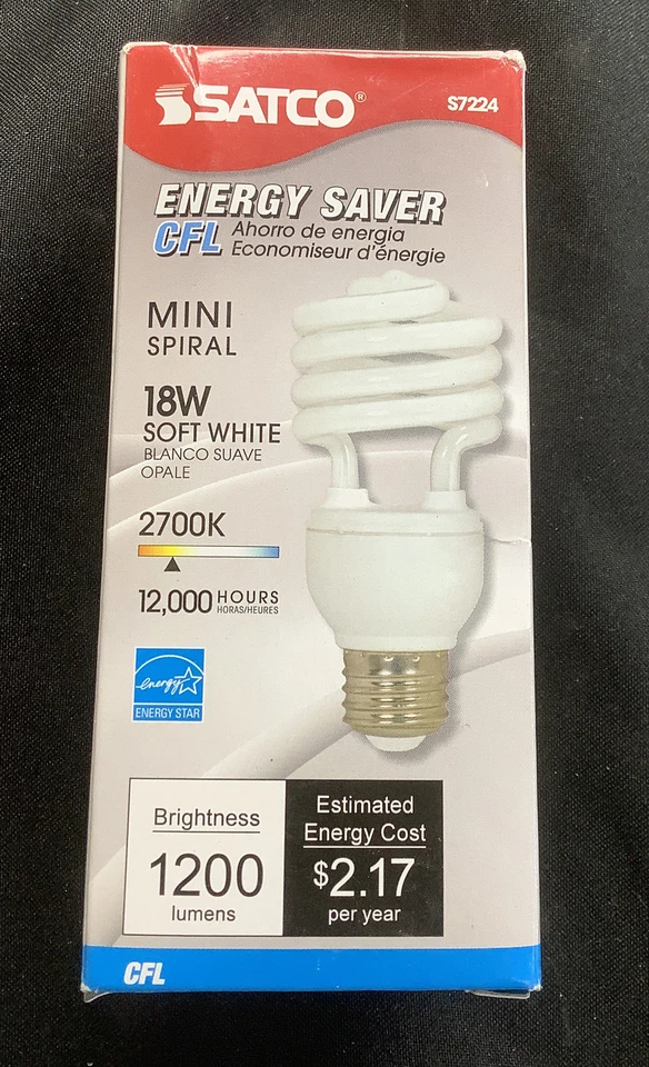Satco Mini Compact Fluorescent Bulb 18W Soft White S7224 @3 - Image 2 of 3