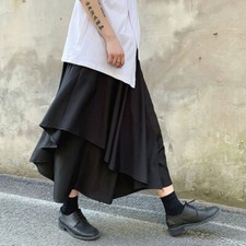 Men Low Crotch Harem Skirt-Like Capri Pants Layered Gothic Rock Trousers Fashion