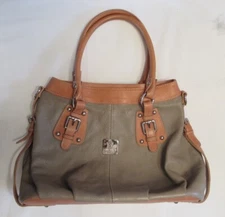 I Medici Firenze Taupe and Tan Soft Leather Shoulder Handbag