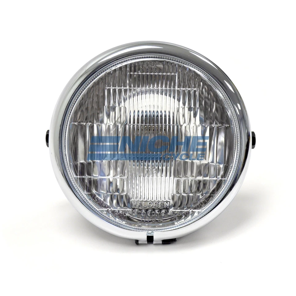 Bates Style 5.75 Black-Chrome Side Mount Headlight Blue Dot Chopper 5-3/4 - Image 2 of 4