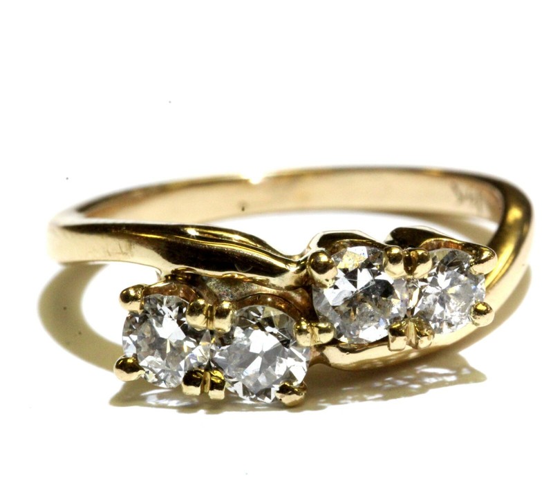 14k yellow gold .66ct SI2-I1 I European diamond cluster ring 3.6g vintage ladies