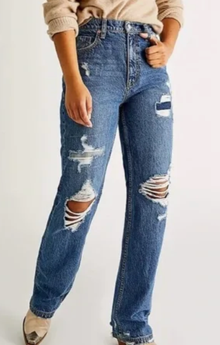 NUEVOS JEANS DESGASTADOS FREE PEOPLE WE THE FREE CRVY STRAIGHT SHOOTER TALLA 32 - Imagen 4 de 8