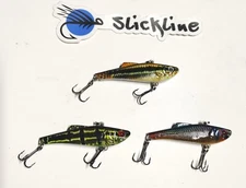 SLICKLINE 1/4 oz Lipless Crankbait Minnow VIB Ice Jig 2.75 Fishing Lure 3 COLORS