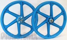 Skyway Bmx 20 Six Spoke Tuff Wheels Aqua Blue Retro Wheelset Sealed Bearings Skyway Bmx 20 Six Spoke Tuff Wheels Aqua Blue Retro Wheelset Sealed Bearings