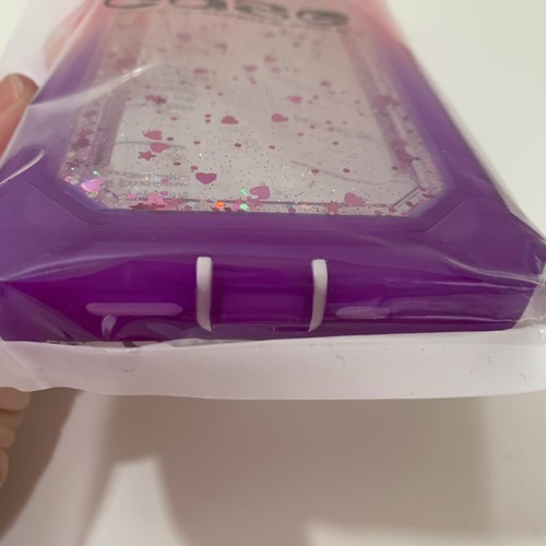 Custodia telefono iPhone 12 trasparente nuova con scatola contorno rosa glitter e viola - Foto 2 di 5
