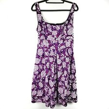 Size 10 Purple Pink Cotton Floral Skater Dress