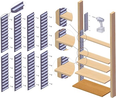 EZStudRack Shelving System- 8 Pack Gray, 32 Wood Screws-WOOD NOT INCLUDED