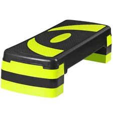  31'' Fitness Aerobic Step Adjust 4"- 6 - 8" Exercise Stepper With Risers Yellow