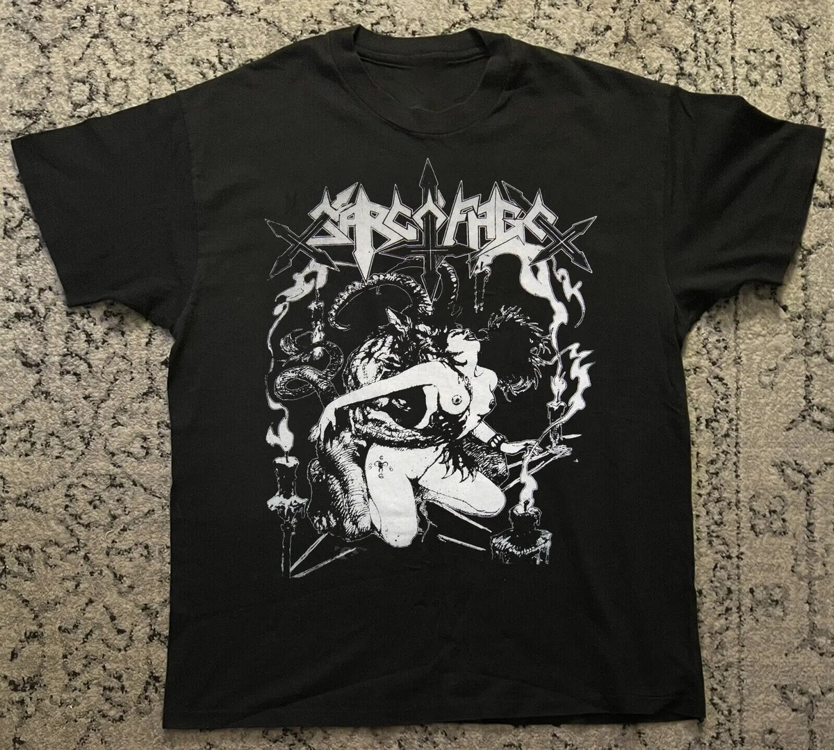 Rare Sarcofago Satanic Lust Cotton Black Men T Shirt S to