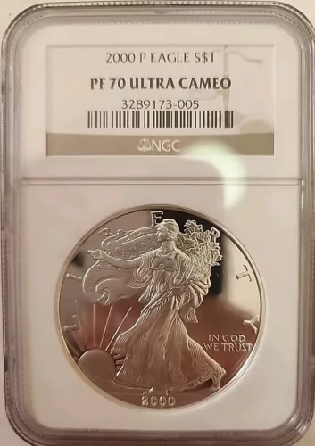 2000 P Proof $1 American Silver Eagle Coin NGC PF70  NO SPOTS!