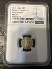 2021 Eagle G$5 70  T-1 Family of Eagles 1/10 oz Gold Coin Moy NGC