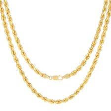 10K Yellow Gold 5mm Diamond Cut Rope Chain Link Necklace Mens Womens 20"