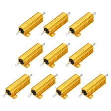 10pcs 50W 25 Ohm 5% Aluminum Housing Case Resistor, Wirewound Resistors Gold