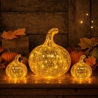 LED KüRbis Herbstdeko Set 3 StüCk Tischdeko Halloween Deko KüRbislaterne