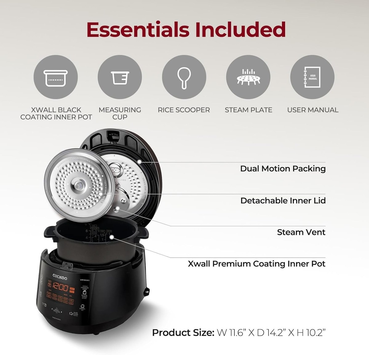 High Pressure Rice Cooker 6-Cup Uncooked / 12-Cup Cooked with