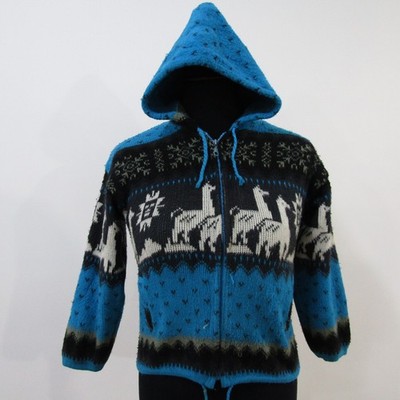 Damen Wollmischung Reißverschluss Cardigan Kapuze Azteken Brustumfang 36/38 UK 8/10 REF (9528)