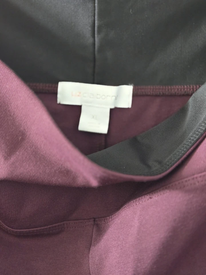 Leggings Liz Claiborne para mujer granate elásticos ajustados de nailon talla XL Foto 3 de 4