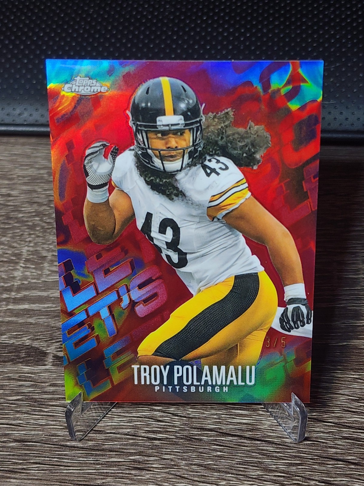 2024 Topps Chrome Troy Polamalu Let's Go! Red Refractor #/5 SSP Steelers