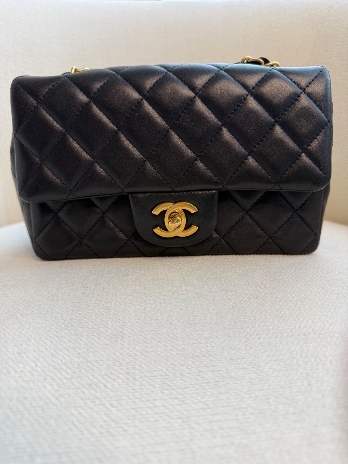 CHANEL Mini Rectangular Flap Bag Black Lambskin w… - image 1