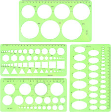 Circle Template for Drawing, 4Pcs Plastic Oval/Triangle Stencil