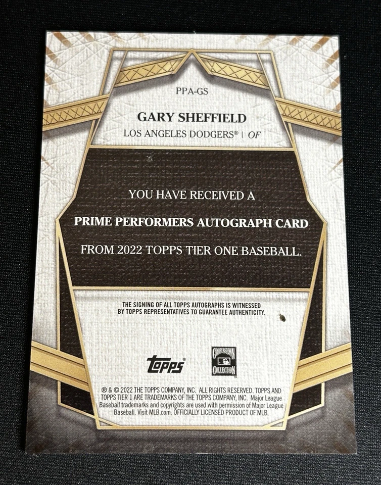 2022 Topps Tier One Gary Sheffield Autograph Auto 28/299 - Image 2 of 2