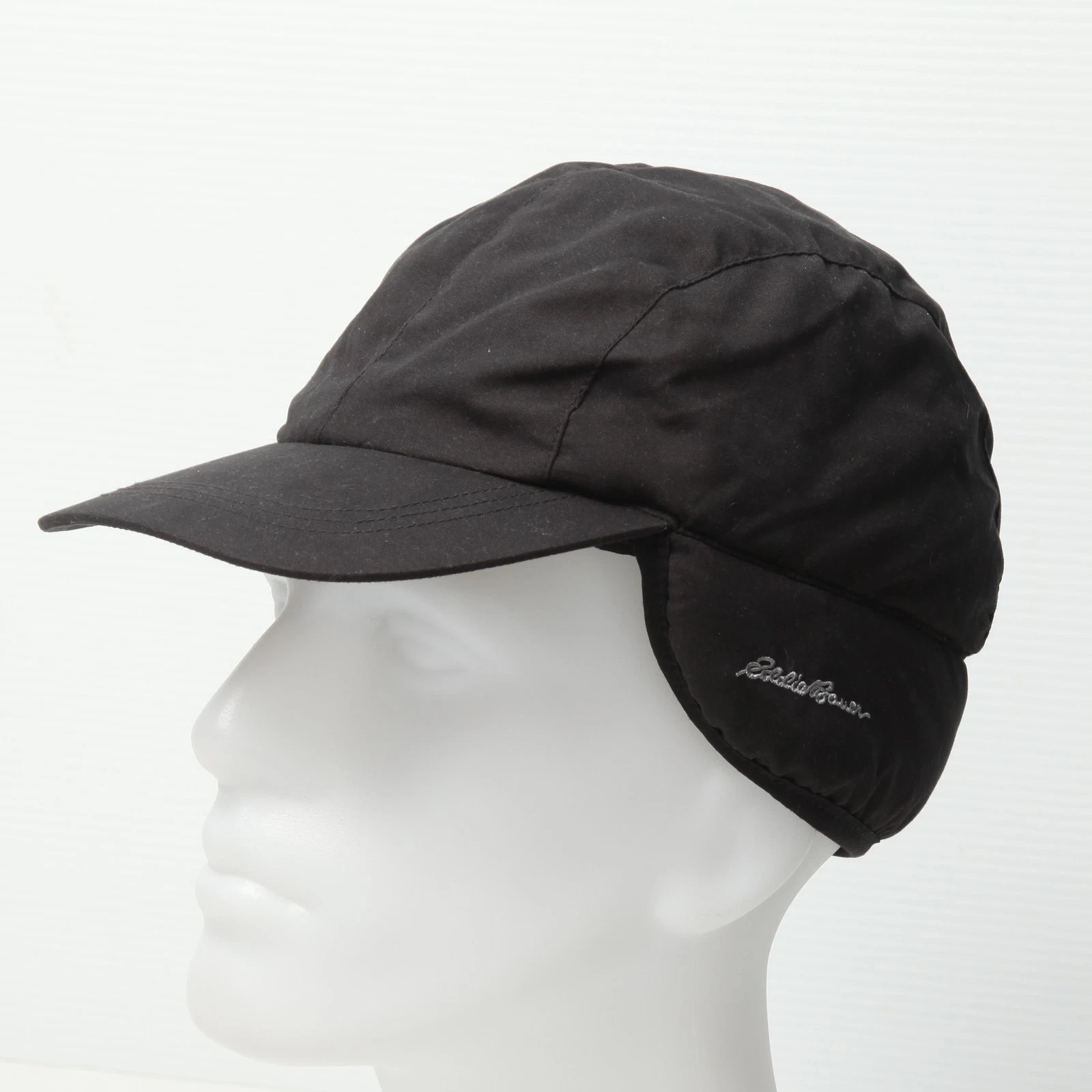 Eddie Bauer Hat Trapper Fitted Mens Large Black Down Filled Ear Flap Ski Winter