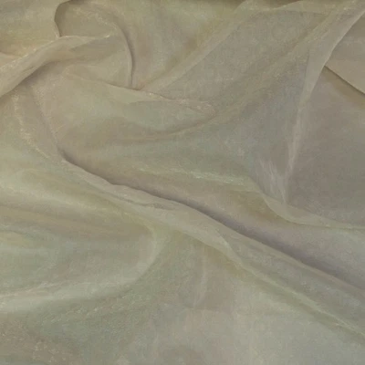 Top tissu organza de soie brillante créateur italien écru à pois 175x150cm - Photo 1/4
